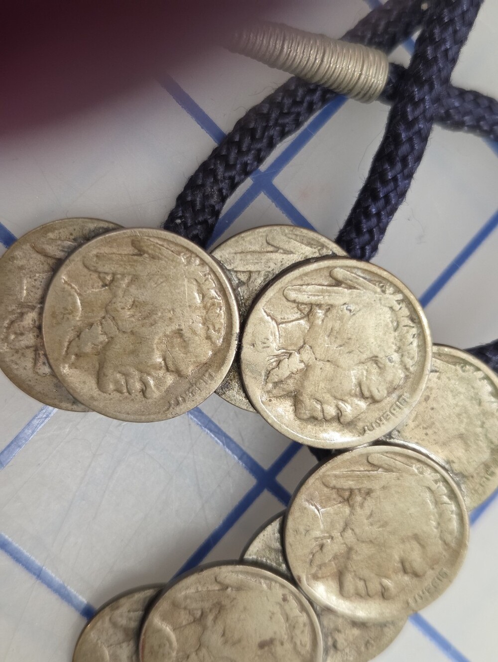 Vintage Buffalo Nickel Coin BOLO Silver Tone